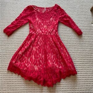 Free People Red Lace Dress
